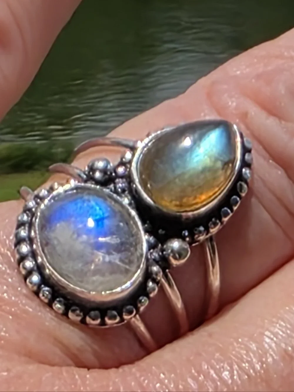 Rainbow Moonstone & Labradorite Gemstone Ring In 925 Sterling Silver (7)